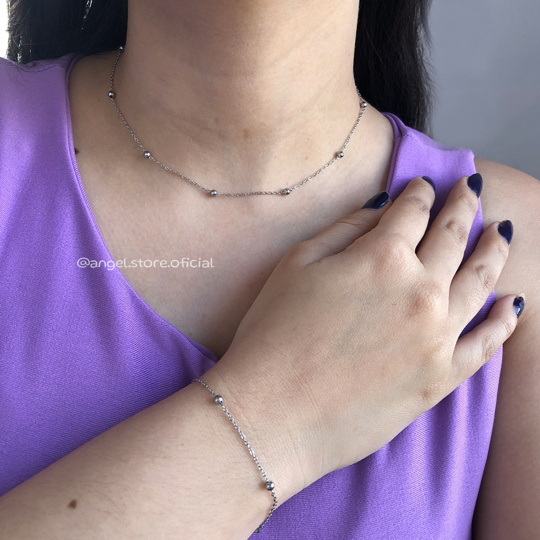 CONJUNTO CORRENTE DE MINI BOLINHAS ELO BASICO