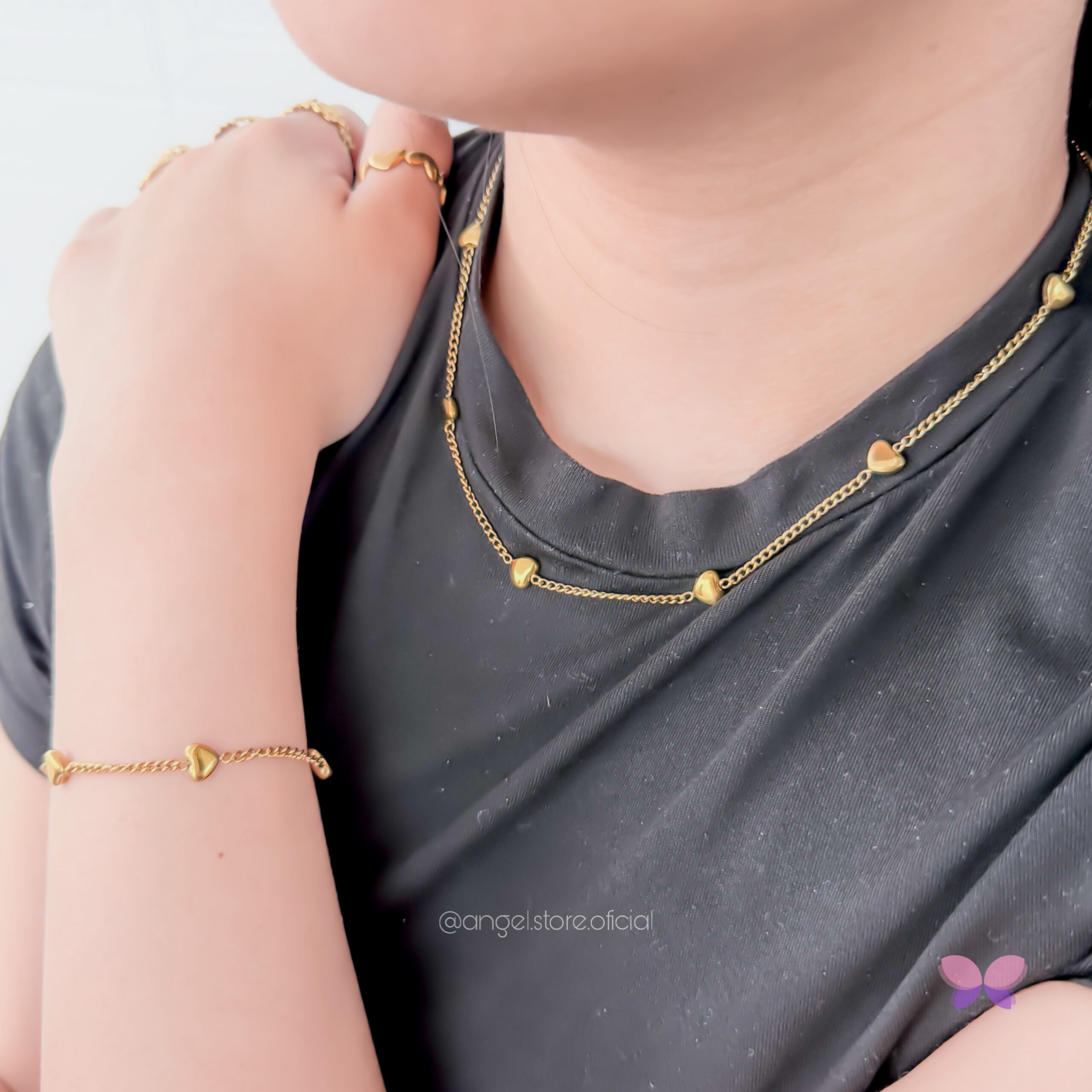 CONJUNTO MINI CORAÇÕES DOURADO - Imagem 2
