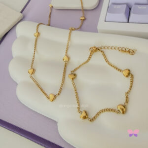 CONJUNTO MINI CORAÇÕES DOURADO