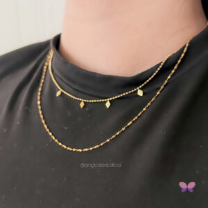 COLAR DUPLA ESTRELINHAS DOURADO