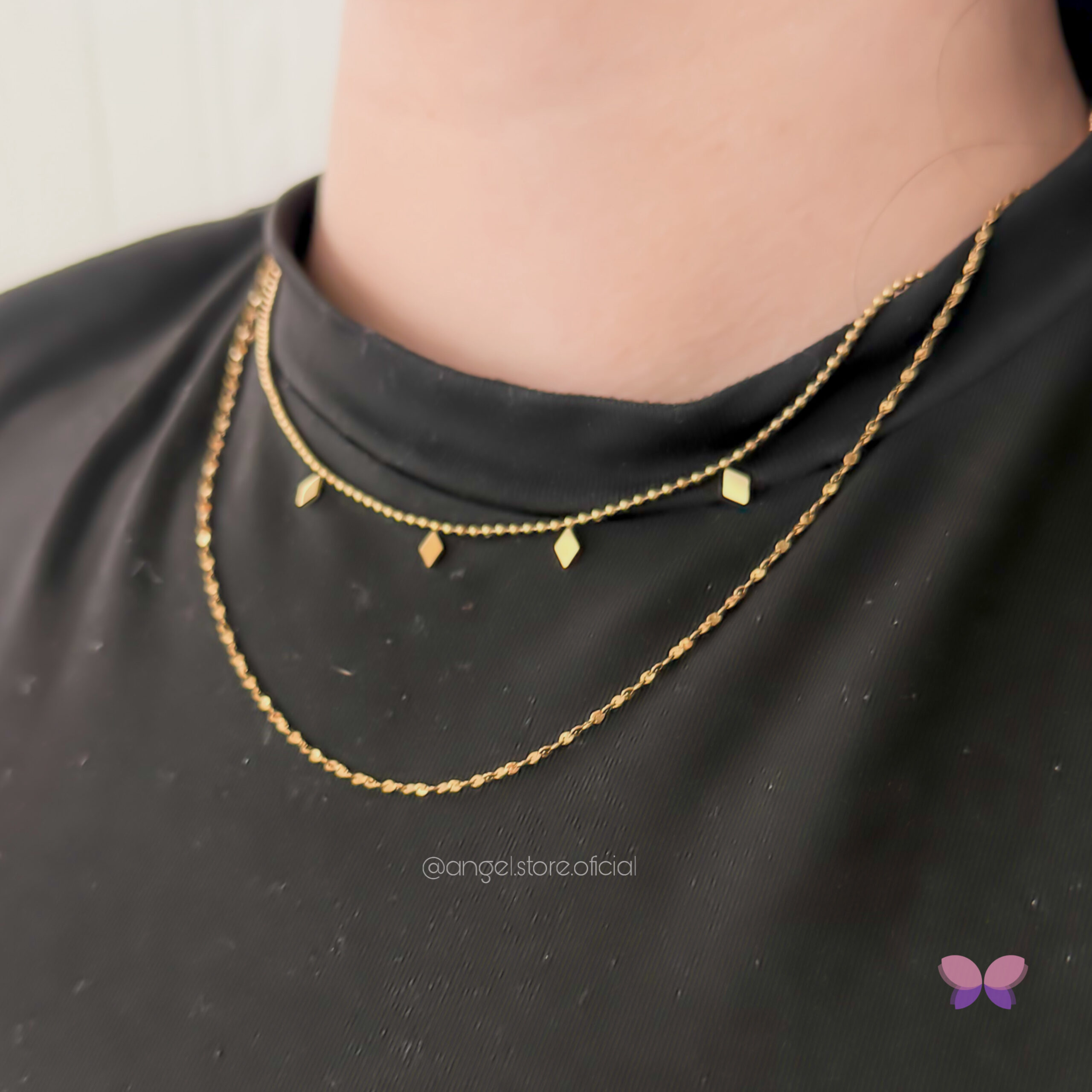 COLAR DUPLA ESTRELINHAS DOURADO