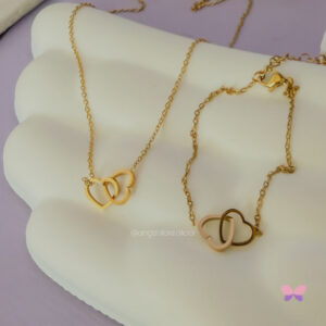 CONJUNTO CORAÇÕES ENTRELAÇADOS DOURADO