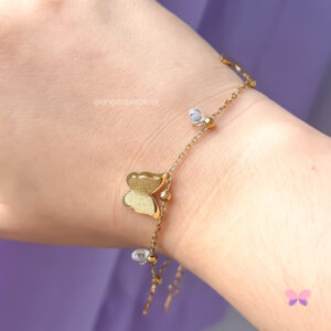 PULSEIRA BORBOLETA DIAMANTADA DE LUZ DOURADA