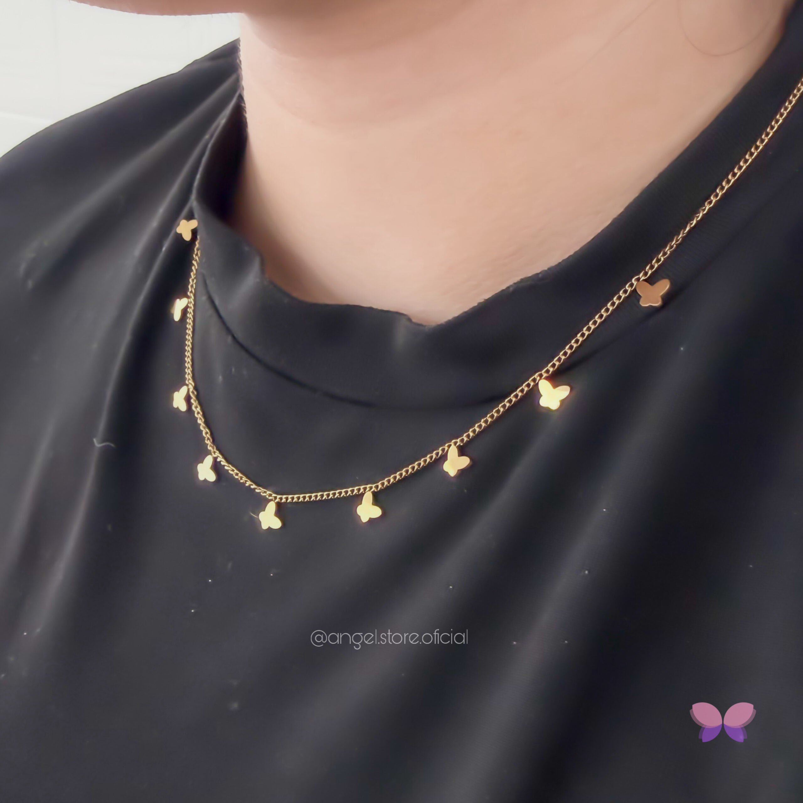 COLAR MINI BORBOLETAS DOURADO